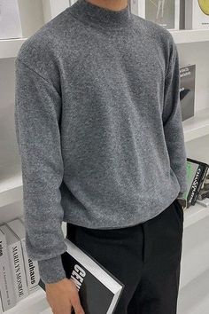 Men's fashion 
old money Style Half Turtle Neck Outfit Men, Men’s Mock Neck, Mens Fashion Turtleneck, Gray Shirt Outfit Men, Gray Outfit Men, Mock Neck Men, Mens Turtleneck Outfits, Turtle Neck Outfit Men, Turtleneck Outfit Men