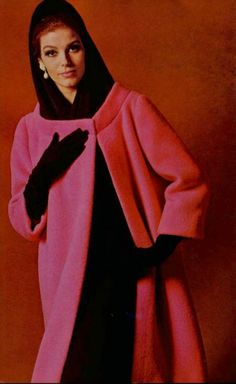 1969 Fashion, Pink Wool Coat, Dress With Hood, Claude Montana, 60’s Mod, Pick Outfits