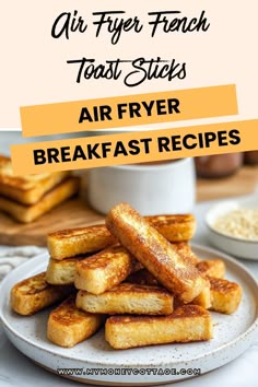 air fryer french toast sticks on a plate