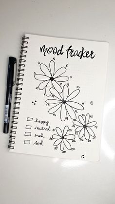 Mood tracker ideas from Stencil Journal 😍 colorfulplanner #minimalistplanner🎖️. May Dot Journal Ideas, Floral Mood Tracker, Spring Mood Tracker, 2024 Bullet Journal Ideas, Notebook Mood Tracker, Flower Journal Ideas, Boulet Journal Inspiration