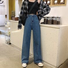 1. New customer get 7% OFF[Code: 7OFF]2. Buy 2 products and get 10% OFF [Code: 10OFF] Size Chart Features & Specifications Celana Jins Wanita, Wide Pants Outfit, Long Denim Pants, Outfit Ideas Korean, Wide Leg Jeans Outfit, Birkenstock Outfit, Stile Hijab, Outfit Chic, 90's Fashion