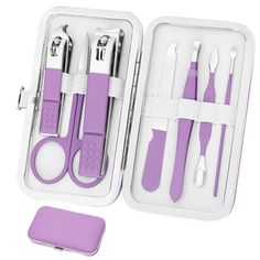 All Tools In The Set Are Made Of Surgical Grade Stainless Steel With,There Are A Variety Of Tools Which Cover Not Only Hand And Feet But Also Facial Care. Which Are Standard For This Type Of Manicure Set. The Case Is Small Enough To Fit In A Purse, And It Seems Quite Strong And Secure,Compact Nail Kit, For Purses, A Solid Sized Pocket, Or Just A Drawer To Store In High Quality Material: Made Of High Quality Steel, Which Is Strong And Durable, And It Will Not Fade, Extremely Hard And Big Nail Cli Types Of Manicures, Personal Grooming, Pedicure Kit, Manicure Kit, Tool Gifts, Manicure Set, Beauty Nail, Grooming Kit, Manicure E Pedicure