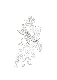 a line drawing of flowers on a white background