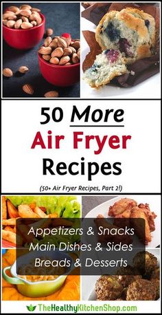 the cover of 50 more air fryer recipes, including appetizers and snacks