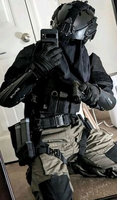 Tactical Gear Fashion Men, Army Guys In Uniform, Combat Outfits Men, Masked Military Men Aesthetic, Military Guy Aesthetic, Tactical Aesthetic Outfit Men, All Black Tactical Outfit, Men Thirst Trap Pose Ref, Airsofting Outfit Man