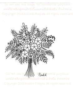 a black and white drawing of a bouquet of flowers on a white background with the words, do not use this image for commercial purposes