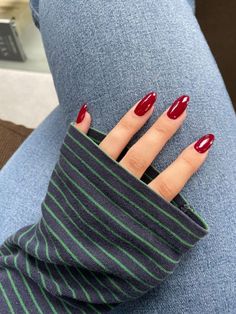 Nail Theory, Red Summer Nails, Red Acrylic Nails, Her Nails, Red Nail Polish, Almond Acrylic Nails, Ballerina Nails