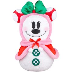 a snowman stuffed animal with a green bow on its head