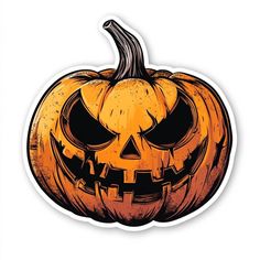 an orange pumpkin sticker on a white background