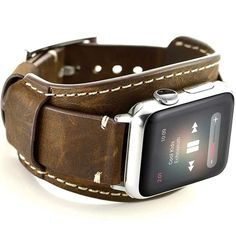 PRICES MAY VARY. 【Compatible Model】The vintage leather replacement wrist straps Compatible with Apple Watch SE/SE2 Series 9/Series 8/Series 7 / Series 6 / Series 5 / Series 4 / Series 3 / Series 2 / Series1, Sport and Edition 45mm/44mm/42mm/Ultra 49mm. Fit for 6.3"-8.07" (160mm-205mm) wrist. Multiple alternative holes so you can adjust length to fit for your petite or large wrist. 【Comfortable & Durable Leather】This cuff iWatch band is a great all purpose band. It is made of soft genuine leather Casual Brown Leather Watch, Casual Brown Watch Accessories For Everyday Use, Brown Casual Watch Accessories For Everyday Use, Casual Brown Watch Accessories With Leather Strap, Casual Brown Watch With Leather Strap, Brown Rectangular Watch Accessories With Bracelet Strap, Brown Bracelet Strap Apple Watch Band For Everyday Use, Brown Rectangular Bracelet Strap Watch Accessories, Modern Brown Watch With Wrist Strap