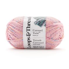 the yarn ball is pink and blue