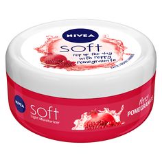 Nivea Soft Light Moisturising Cream,Peppy Pomegranate | 100ml Myoc  Nivea Soft Light Moisturising Cream in Peppy Pomegranate scent, with a 100ml Myoc formula, provides instant hydration for a refreshing and revitalizing experience.  Benefits and Uses of Nivea Soft Light Moisturising Cream, Peppy Pomegranate | 100ml Myoc  Refreshes and cools the skin with a burst of Peppy Pomegranate.  Non-greasy, quick-absorbing formula for smooth skin.  Moisturizes and nourishes dry areas, leaving them soft.  Suitable for face, hands, and body.   Key Ingredients  Aqua (Water)  Glycerin  Paraffinum Liquidum (Mineral Oil)   How To Use  Cleanse your face, hands, or body and apply the cream evenly.  Gently massage until fully absorbed.    Legal Disclaimer:  The product is guaranteed to be 100% genuine. Produc Light Moisturizer, Fragrance Mist, Mineral Oil, Smooth Skin, Moisturizer Cream, Soft Lighting, Pomegranate, Coupon Codes, Body Care