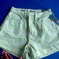 Brand New Cute Green Cotton Shorts, Target Wild Fable, Green Cotton Retro Shorts, Green Breathable Cotton Shorts, Wild Fable Jeans, Rolled Cuff Jeans, Cutoff Jean Shorts, Wild Fable, Denim Cutoff Shorts