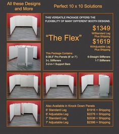 an advertisement for the flex booth with instructions to make it look like they have been built into