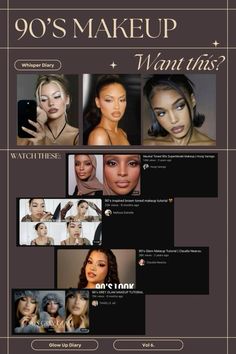 Oily Makeup Look, 90z Makeup, Acadamia Make Up, Makeup Portfolio Layout, Makeup Looks Steps, Makeup To Get, Makeup Artist Outfit Ideas, 90s Bombshell Makeup, 90s Makeup Looks Black Women