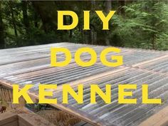 a dog kennel with the words diy dog kennel on it's side