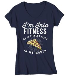 Women's Funny Pizza T Shirt Pizza Shirts Into Fitness Pizza In Mouth Workout Tee Foodie TShirt Pizza Shirts-Shirts By Sarah Pizza Clothes, Pizza T Shirt, Funny Pizza, Pizza Art, Personal Pizza, Pizza Tshirt, Slice Of Pizza, Pizza Shirt, Great Pizza