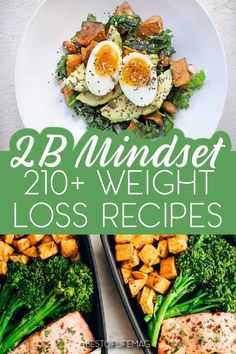 two plates with salmon, broccoli and eggs on them are featured in this post