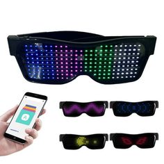 This customizable BT LED glasses are ideal for creating a romantic or a fun mood on many occasions. You can customize pictures showed on glasses surfaces via APP. It is great for parties, family parties, stage performance, graduation parties, etc. Features: Customizable BT LED Glasses: You can customize pictures (31 animations + 11 patterns and support for DIY) showed on glasses surfaces. Connect glasses and APP via BT to customize pattern you want. Eco-friendly Material: Environmentally friendl Glow Glasses, Creative Graffiti, Glowing Glasses, Led Glasses, Diy Shows, Graduation Parties, Halloween Items, Weird Stuff, Rave Festival