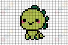 a pixellated image of a green alien with pink eyes and black headphones on