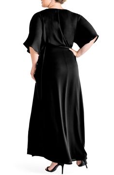 A beloved wrap dress comes through with day-to-night versatility thanks to its frothy georgette fabrication and flow-to-the-floor length. Style Name:Standards & Practices Short Sleeve Wrap Maxi Dress (Plus Size). Style Number: 5983563. Black Wrap Dress For Night Out, Flowy Wrap Dress For Date Night, Chic Flowy Wrap Dress, Formal Flowy Wrap Dress With Surplice Neckline, Flowy Faux Wrap Dress With Surplice Neckline, Flowy Wrap Dress With Faux Wrap And Surplice Neckline, Flowy Rayon Maxi Dress With Tie Waist, Flowy Maxi Length Faux Wrap Dress, Chic Flowy Wrap Maxi Dress