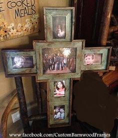 a cross made out of wood with pictures on it and the words free shipping $ 26 off