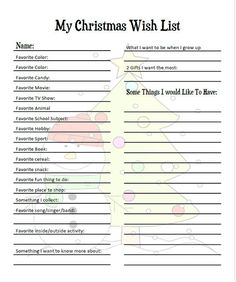 a christmas wish list for kids with santa clause on the tree and other things to do