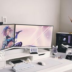 Clean white gaming setup with purple accents Clean Gaming Setup, Crystal White, Crystals, Electronic Products, White