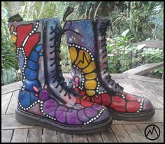 1 Colorful Streetwear, Painting Leather, Dr. Martens, Diy Painting, Leather Shoes, Combat Boots, Jewelry Accessories