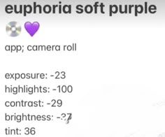 an advertisement for the camera roll app on a computer screen with text that reads, euphrid soft purple