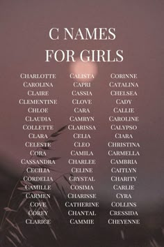 names for girls on a poster with the sun in the background and grass in the foreground