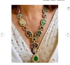 About this item Made by Pricelessindingems Ships from a small business in India Materials: Brass, Gold, Silver, Stone Gemstone: Onyx Jewelry type: Earrings, Necklace Style: Victorian About this item Sabyasachi Inspired Fine Quality Layered Long Emerald Green Faux Zirconium Polki Kundan Necklace Set/Pakistani Necklace/Wedding Jewelry/OOAK Emerald Green Onyx Long Kundan Rani Haar with earrings. Sabyasachi Inspired Necklace Set With Statement Stud Earrings. Onyx stones embellished Long Rani Hair Ne Formal Multicolor Jeweled Necklaces, Formal Multicolor Jeweled Necklace, Jeweled Kundan Necklace For Gift, Formal Multicolor Kundan Necklaces, Formal Multicolor Bridal Necklace, Festive Wedding Locket Jewelry, Jeweled Kundan Pendant Necklace As Gift, Green Wedding Locket Necklace, Multicolor Jeweled Bridal Necklace As Gift