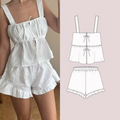 a women's top and shorts sewing pattern