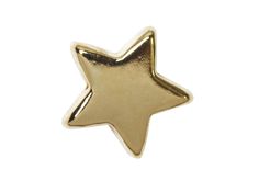 a gold metal star shaped object on a white background