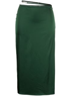 Midi Skirt Green, Dope Clothes, Versace Outfit, Fantasy Gowns, Yoko London, City Dress, Waist Strap, Dolce E Gabbana, Satin Skirt