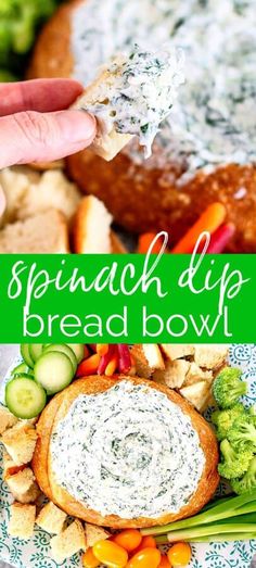 this spinach dip bread bowl is the perfect appetizer for spring and summer