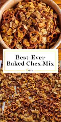 the best ever baked chex mix in a bowl