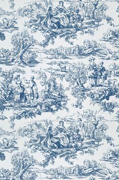 a blue and white toiler print wallpaper