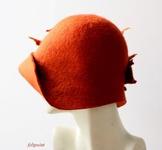 "Rust cloche hat Art Deco Felt hat felted hat Womens hat cloche hat felt hats felted hats Retro hat La belle epoque Art Deco, 1920s hat, Art Hats Rust orange hat cloche hat 1920's woman hat, Gatsby hat, Miss Fisher hat, Unique hat Hats&Caps Accessories Wool Merino wool Handmade Great, very flattering hat in the style of 1920's ! Soft and durable ! Adapts to the head ! Special and unique ! Sophisticated and elegant ! This hat is in rust/orange color with leaves in shades of rust/orange I can Fall Felt Cloche Hat With Curved Brim, Adjustable Felt Cloche Hat, Adjustable Cloche Felt Hat, Unique Winter Brimmed Hat, Handmade Winter Cloche Hat, Unique Brimmed Winter Hat, Handmade Adjustable Cloche Hat, Fitted Felt Cloche Hat, Handmade Fitted Brimmed Felt Hat