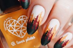 These Thanksgiving nail design ideas go well beyond brown, green, orange, and turkey designs. Get inspired to give yourself a holiday manicure with these nail art ideas! #nailart #naildesigns #thanksgivingnails #holidaynails Fun Nail Art Designs, November Nail Designs, Fall Thanksgiving Nails, Tree Nails, Plaid Nails