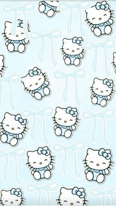 the hello kitty wallpaper is blue and white