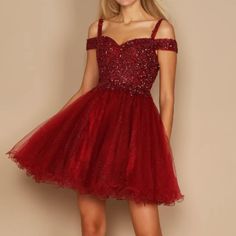 This Gorgeos Dress Is Perfect For Your Next Event. Comes With Matching Color Lightweight Shawl. Off Shoulder Sweetheart Neckline Fully Lined The Top Of The Dress Is Covered With Beautiful Sequins. The Bottom Tulle Has Glitter. Burgundy. Color New! Never Worn Glitter Dress For Homecoming And Prom Season, Embellished Dresses For Homecoming And Holidays, Red Sequin Homecoming Dress For Party Season, Red Sequin Dress For Homecoming Party Season, Red Sequin Holiday Dress For Homecoming, Red Sequined Mini Dress For Prom Season, Burgundy Prom Season Dress, Red Glitter Dress For Party Season, Glitter Evening Dress For Homecoming