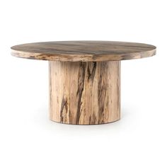 a round wooden table on a white background