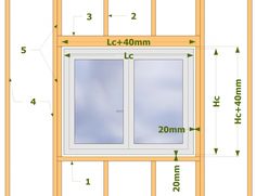 an image of a window with measurements for the height and width in front of it