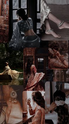 the collage shows different images of women in dresses