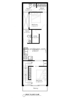 the floor plan for an apartment building with two levels and one bedroom on each level