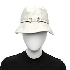 This is an authentic GUCCI Crystal Horsebit Bob Mulina Bucket Hat S in Antique White. This stylish hat is crafted of white leather with a gold hardware encrusted horesebit. Stylish Hats, Antique White, White Leather, Gold Hardware, Bucket Hat, Gucci, Crystals, Hats, Leather