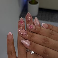 🌸✨ Nail Ideas Gel Pink, Almond Nail Design Ideas Summer, Pink Acrylic Ideas, Almonds Short Nails, Girly Acrylic Nails Summer, Gel X Nail Inspo Almond, Trendy Nail Inspo Almond, Gel Pink Nails, Very Short Summer Nails