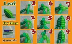 the instructions for how to make an inflatable corn cob with green balloons