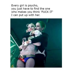 two women hugging each other in front of a green background with the caption'every girl is psychic, you just have to find the one who makes you think fock it i can put up with her